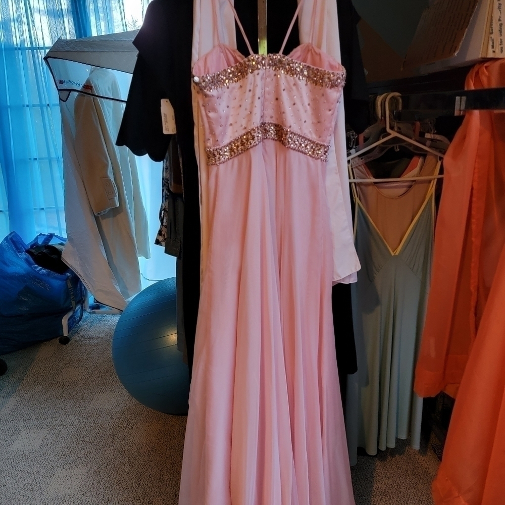Sherri Hill Pink Princess Crystal Chiffon Gown Prom Evening 2 Pageant Sweetheart - Picture 5 of 9